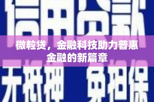 金湖微粒贷，金融科技助力普惠金融的新篇章