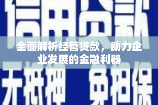 金湖全面解析经营贷款，助力企业发展的金融利器