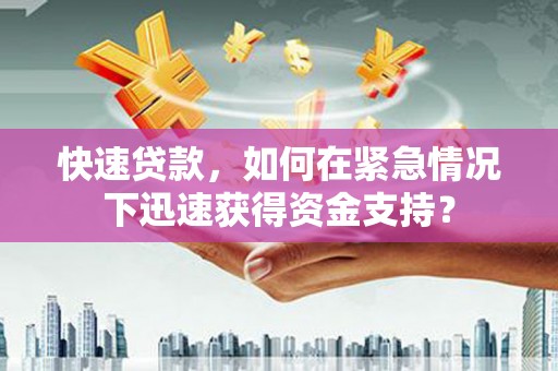 金湖快速贷款，如何在紧急情况下迅速获得资金支持？