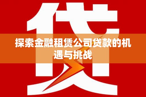 金湖探索金融租赁公司贷款的机遇与挑战