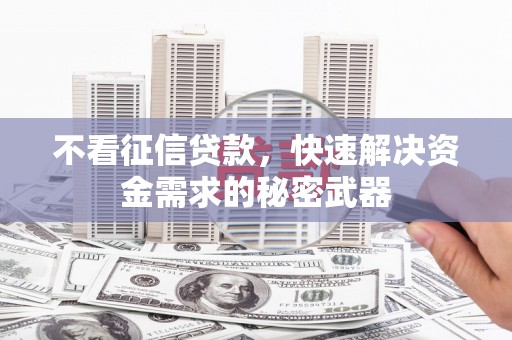 金湖不看征信贷款，快速解决资金需求的秘密武器