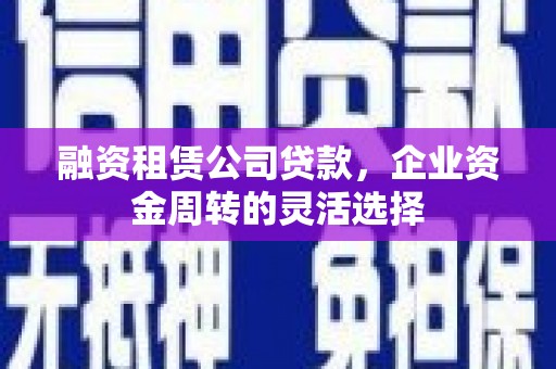 金湖融资租赁公司贷款，企业资金周转的灵活选择