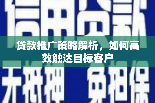 金湖贷款推广策略解析，如何高效触达目标客户
