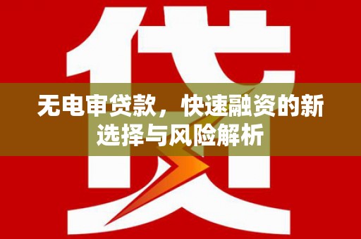 金湖无电审贷款，快速融资的新选择与风险解析