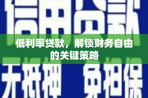 金湖低利率贷款，解锁财务自由的关键策略