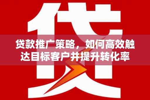 金湖贷款推广策略，如何高效触达目标客户并提升转化率