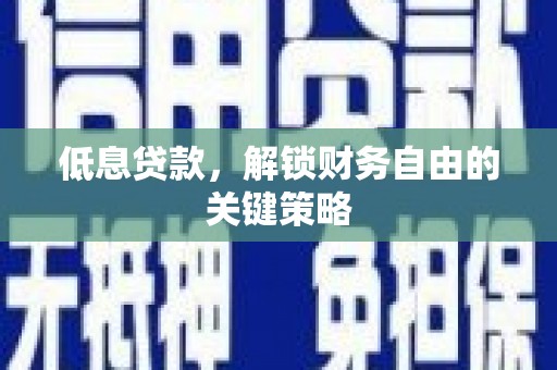 金湖低息贷款，解锁财务自由的关键策略