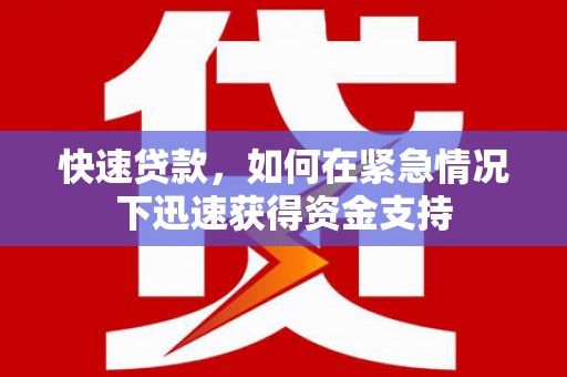 金湖快速贷款，如何在紧急情况下迅速获得资金支持