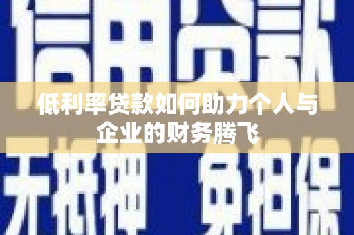 金湖低利率贷款如何助力个人与企业的财务腾飞