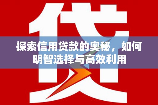 金湖探索信用贷款的奥秘，如何明智选择与高效利用
