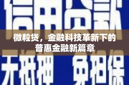 金湖微粒贷，金融科技革新下的普惠金融新篇章