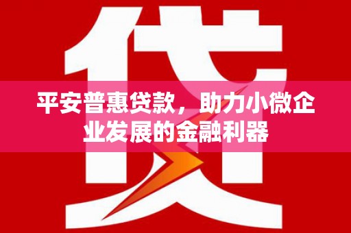 金湖平安普惠贷款，助力小微企业发展的金融利器